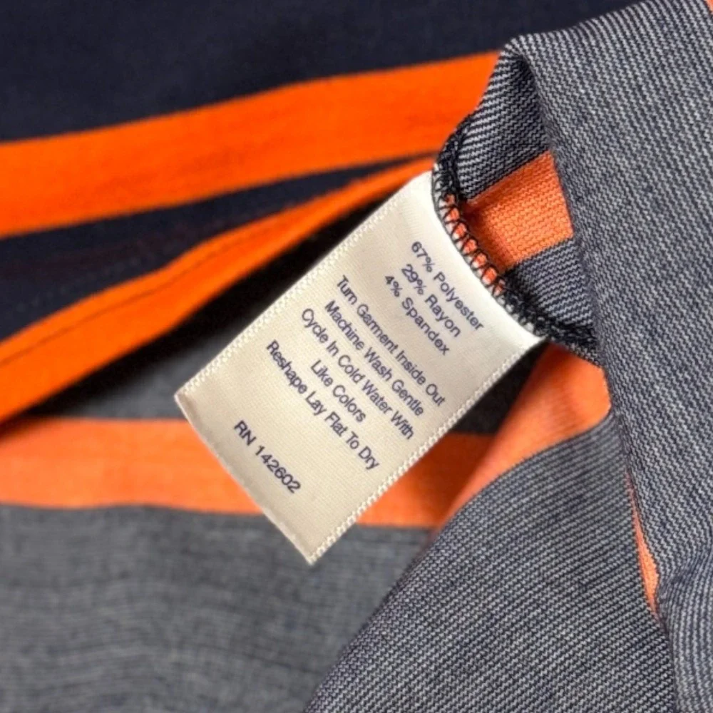 Sail to Sable Dress Size 10 Navy Red Orange Stripe Shift Tunic Pockets Preppy